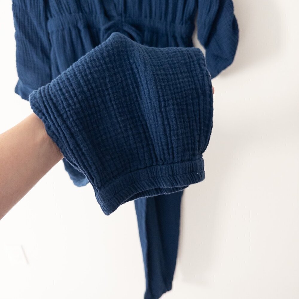 Madewell Lightspun Tapered Leg Jumpsuit - Gauze Cotton in Navy, Size 10 - Picture 5 of 8